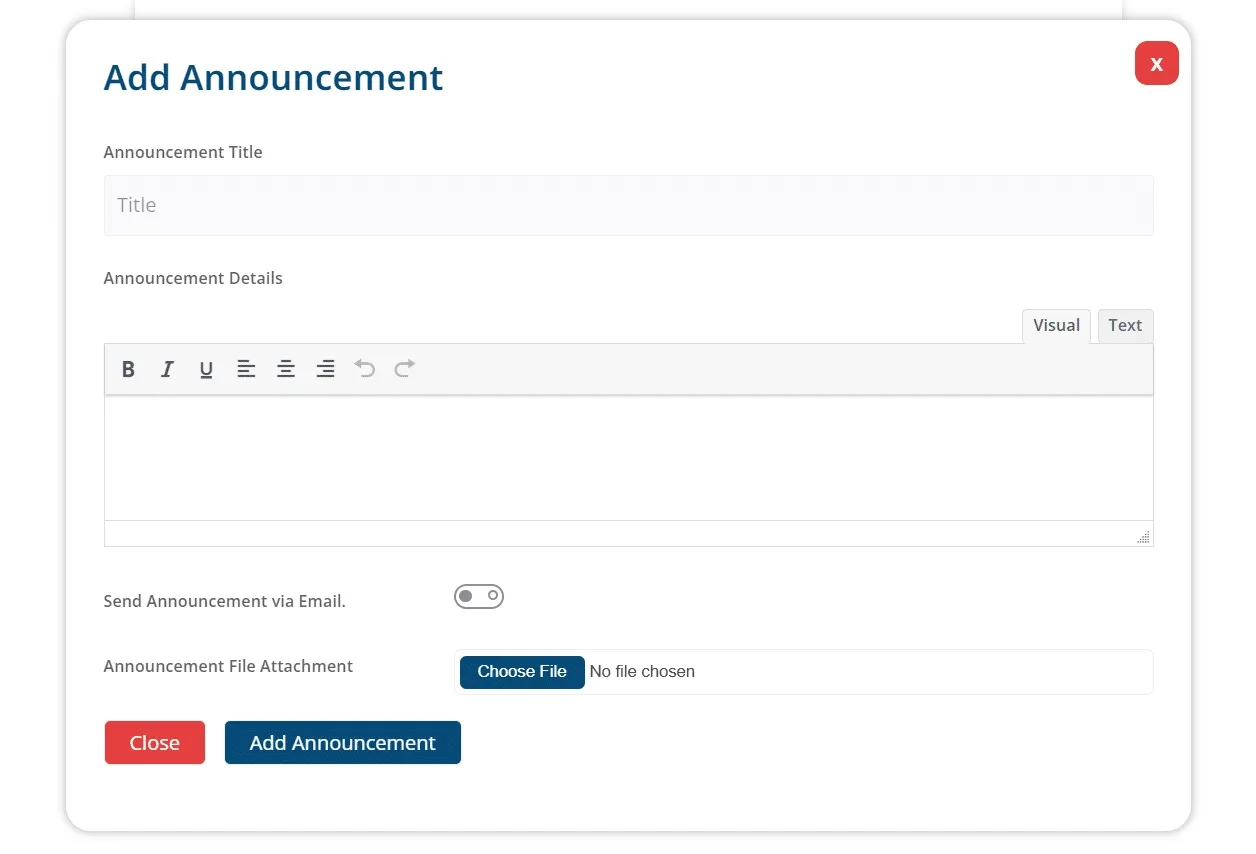 wpinnovators product announcements for learndash add announcement popup frontend image