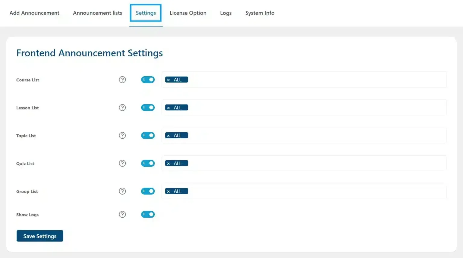wpinnovators product announcements for learndash settings image