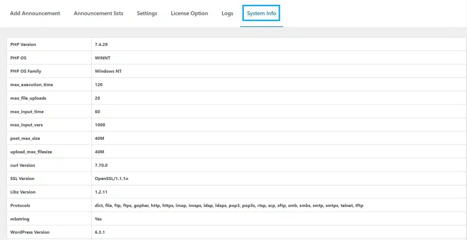 wpinnovators product announcements for learndash system info image