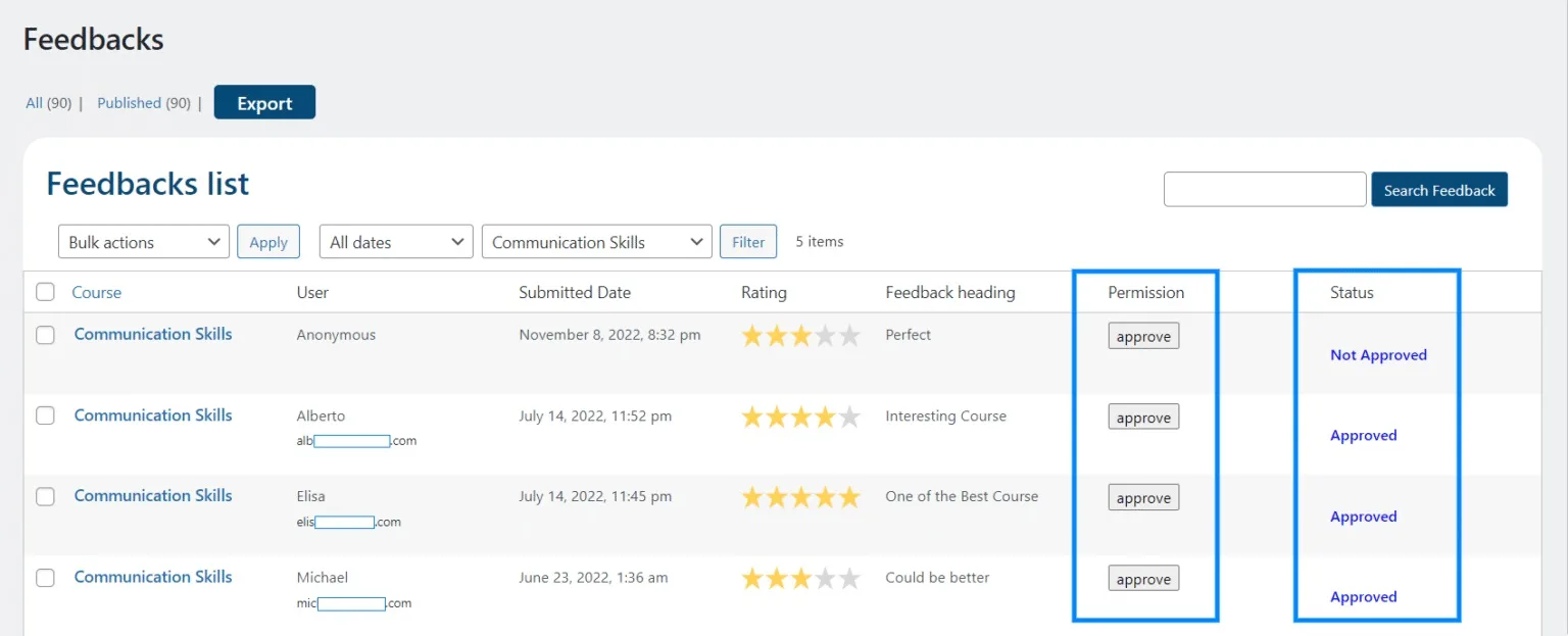 wpinnovators product student feedback for learndash feedback permission and status image wpinnovators product student feedback for learndash feedback permission and status image