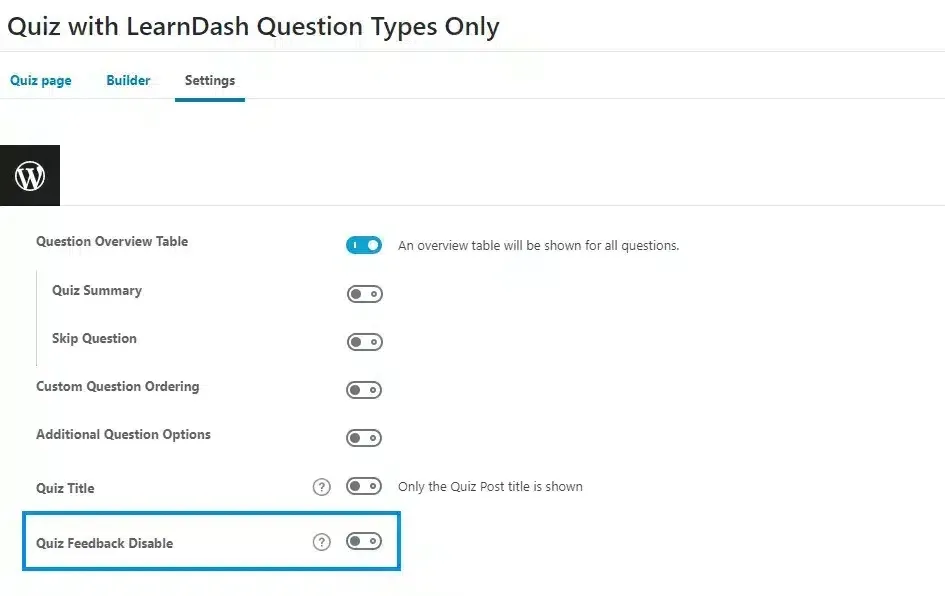 wpinnovators product student feedback for learndash quiz feedback disable settings image wpinnovators product student feedback for learndash quiz feedback disable settings image