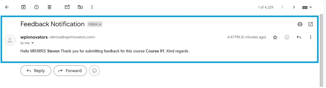 wpinnovators product student feedback for learndash admin email notification image wpinnovators product student feedback for learndash admin email notification image